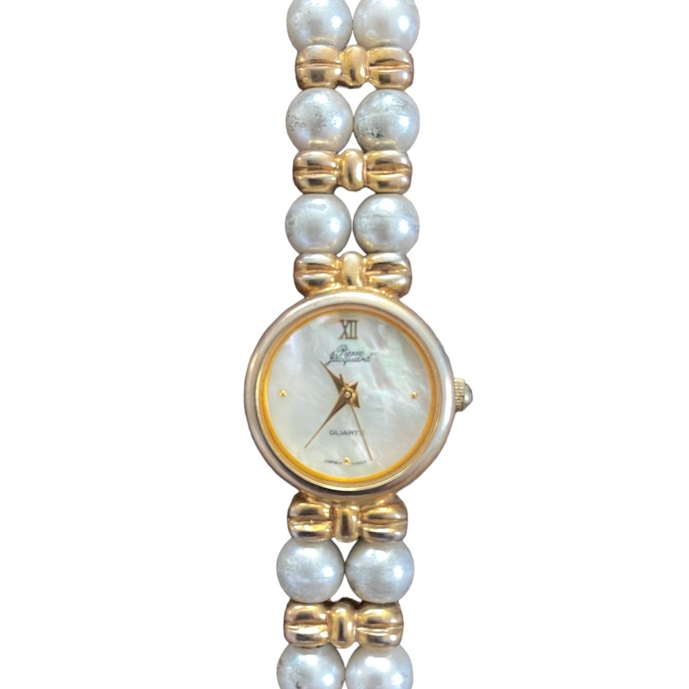 Pierre Jacquard Faux Pearl Bracelet Watch